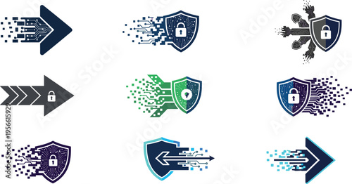 Cybersecurity and protection icons