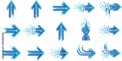Collection of blue arrows and directional icons