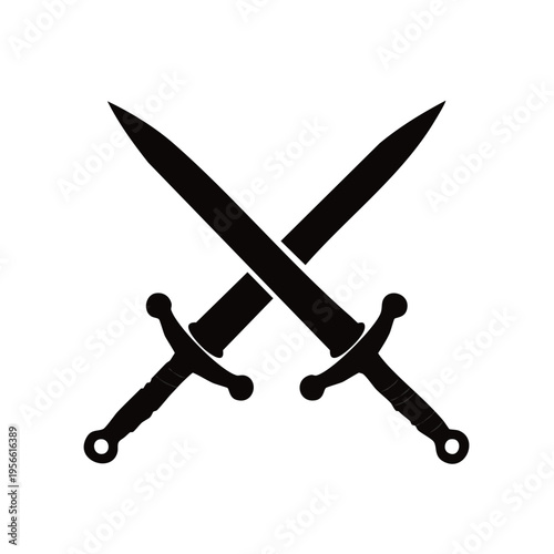 Two crossed swords silhouette representing conflict, duel, or history