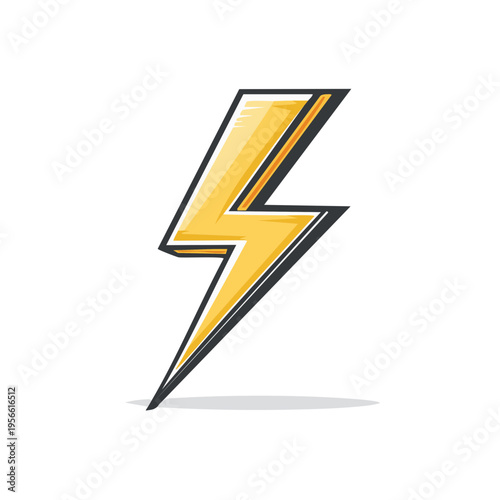 Free Download Yellow lightning bolt graphic with dark outline and shadow effect - GFXLoad
