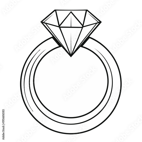 Elegant diamond ring outline for proposals, engagements, and weddings