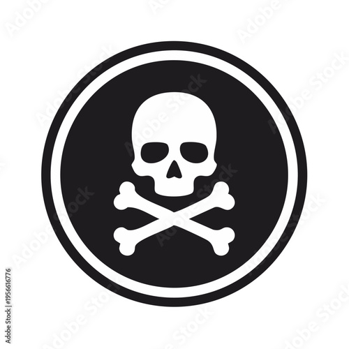 Simple skull and crossbones icon with a warning circle, representing danger and poison