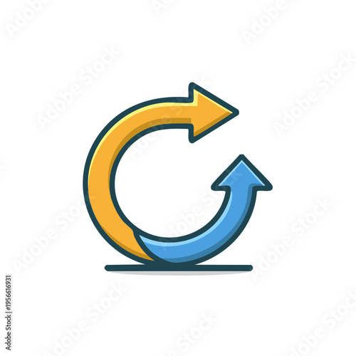 Free Download Circular Arrows Symbol Representing Refresh or Loop Process With Yellow and Blue Colors - GFXLoad