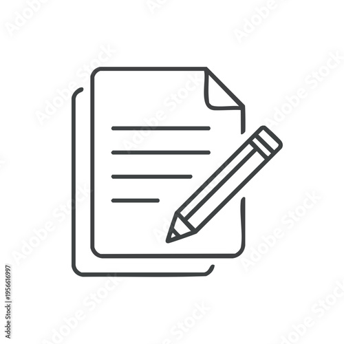 Paper document with lines and pencil for writing or note taking illustration