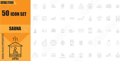 Sauna Icon Set Design Elements.