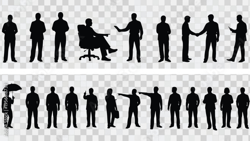 Silhouettes of people in various dynamic poses and activities Vector