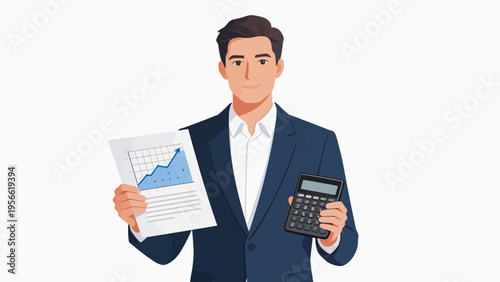 Businessman with graph and calculator