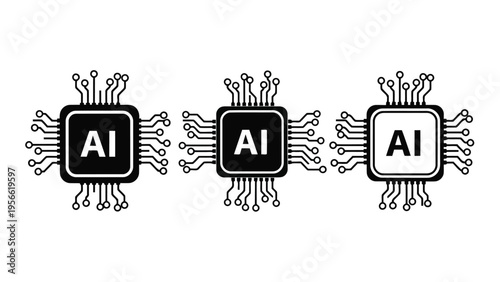 Three stylized logos featuring the ai acronym with a modern, tech-inspired design aesthetic Vector