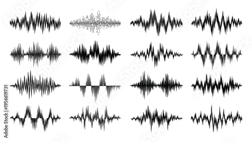 Abstract visual patterns of digital waveforms and binary code representations Vector