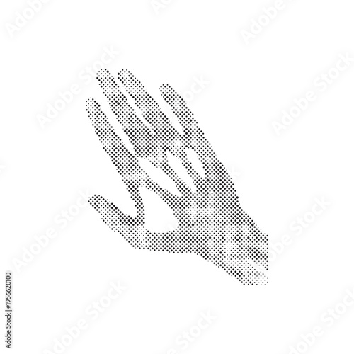 X-Ray Human Hand Skeletal Anatomy Illustration in Halftone Style