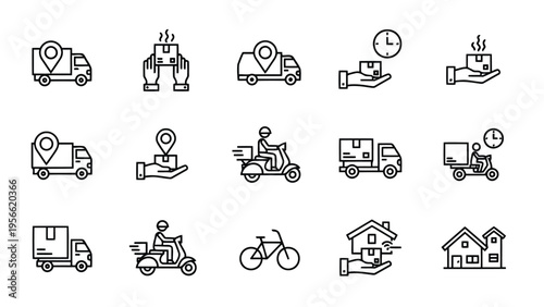 A diverse collection of icons representing various vehicles and transportation modes Vector