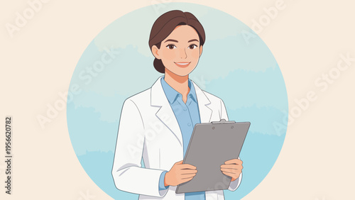 Illustration of a smiling female doctor