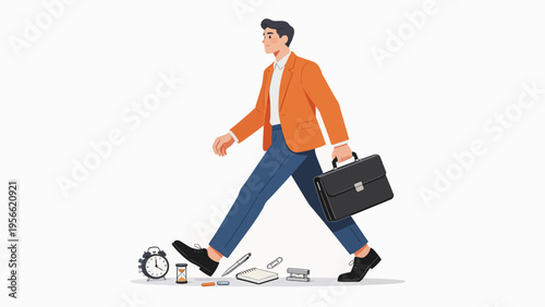Businessman walking with briefcase