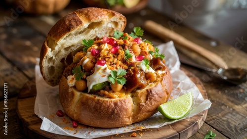 Bunny chow is a famous South African street food. This hearty dish is a loaf of white bread, from which the crumb is removed and filled with a thick, fragrant curry.