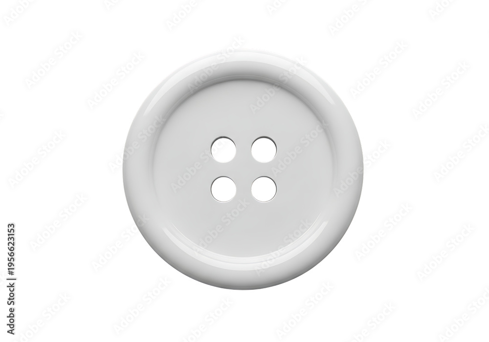 Fototapeta premium White plastic sewing button isolated on transparent background