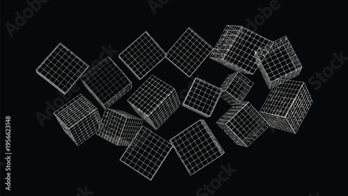 Intricate geometric pattern composed of interconnected crystalline structures. Vector