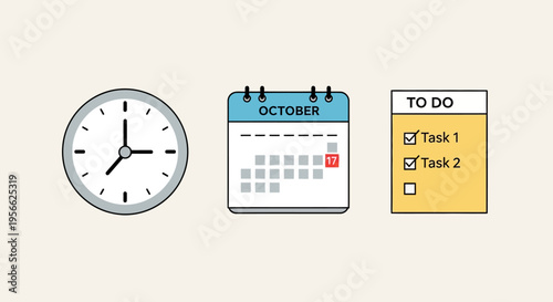 Efficient time management: clock, calendar, and to-do list for productivity