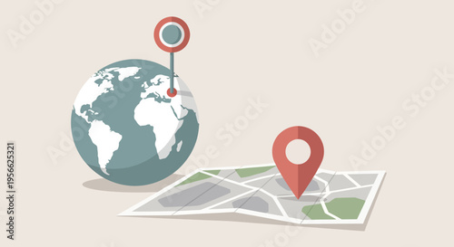 Global navigation concept with 3d earth and map pin