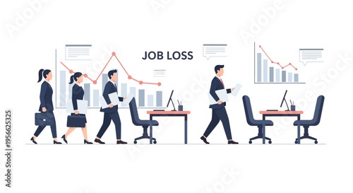 Business team facing downsizing challenge in modern office environment