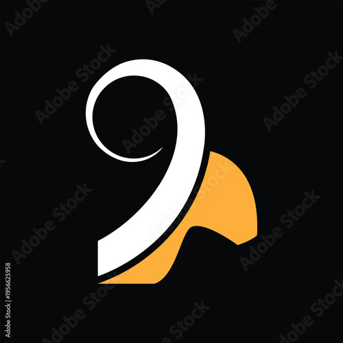 Modern Number 9 Ram logo design