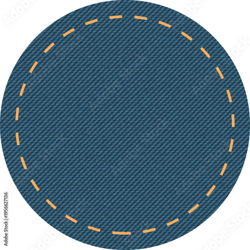 Photography Blue denim design with circle with stitcher.