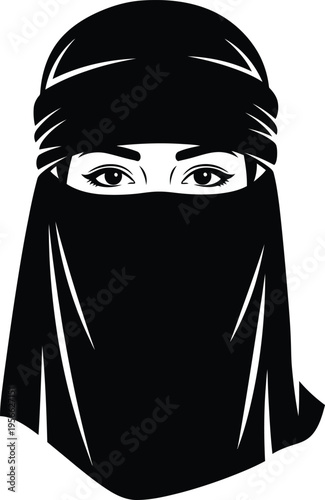 Vector illustration of woman wearing niqab