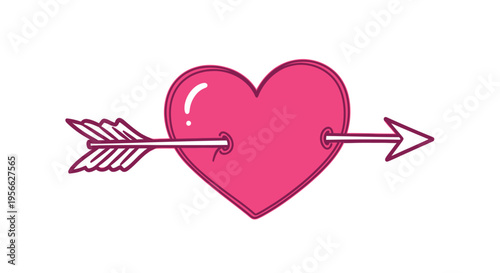 A pink heart pierced by an arrow, symbolizing love and affection.