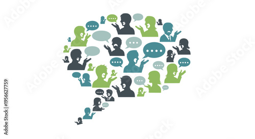 People talking in speech bubbles.