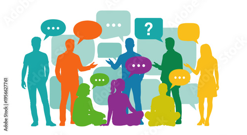 Diverse group of people communicating.