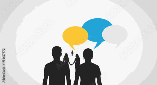 Two Men Communicating with Speech Bubbles.