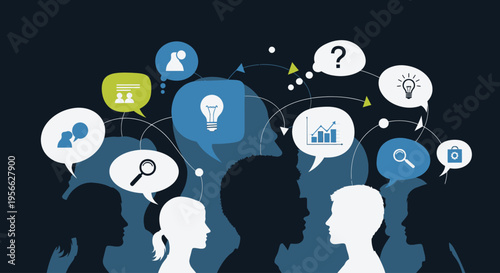 People thinking and communicating ideas.