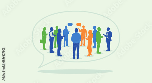 People talking in a speech bubble.