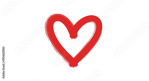 Hand drawn red heart with rough edges on white background