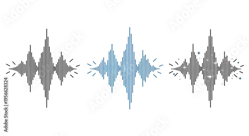 Colorful sound waves with abstract lines on white background