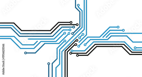 Abstract depiction of connected circuitry with blue and black lines forming a complex network silhouette high quality professional detailed modern elegant