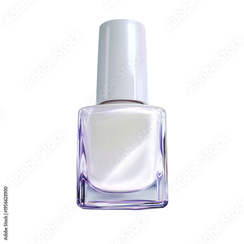 Clear Nail Polish Bottle on a White Background With a Glossy Finish for Beaut...