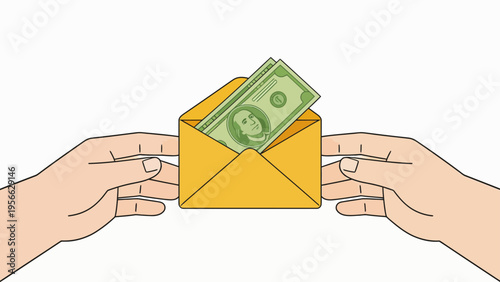 Hands holding envelope with money