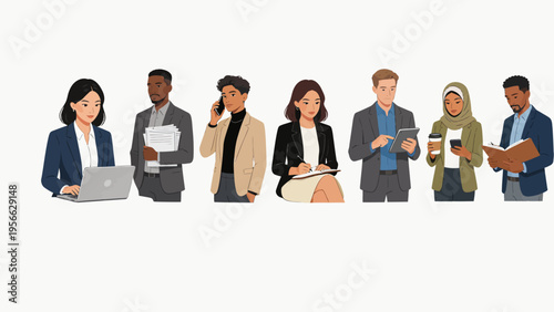 diverse office workers in professional attire