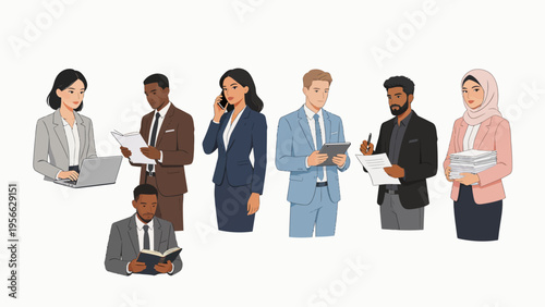 Diverse business professionals in work attire