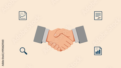 Handshake with business icons