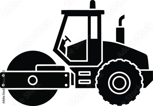 Black vector road roller icon