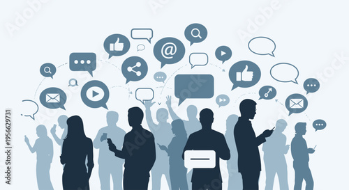 People communicating with speech bubbles.