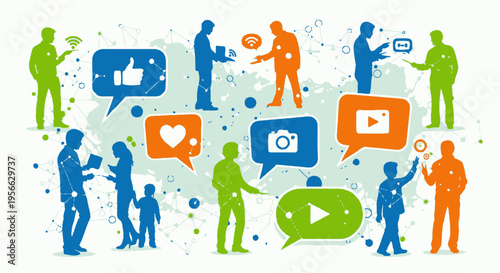 People communicating on social media platforms.