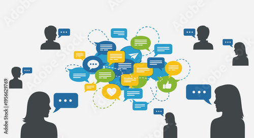 Valokuva People Communicating in a Network.