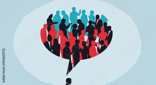 Diverse group of people thinking together.