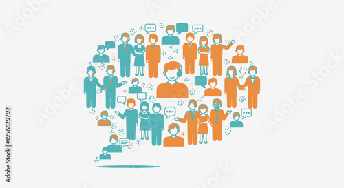 Diverse group of people illustration crowd.