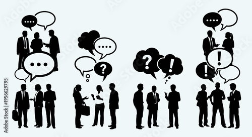 Silhouettes of business people communicating.