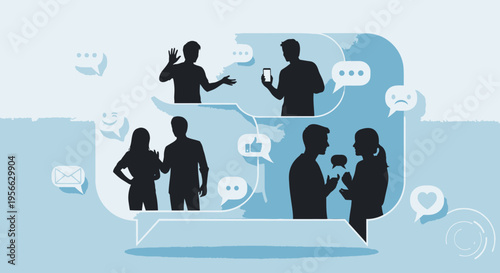 Silhouettes of people communicating effectively.