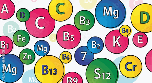 Colorful chemical elements in circular design for educational posters