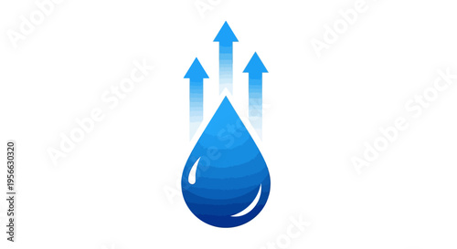 Blue drop with ascending arrows symbolizing growth and progress